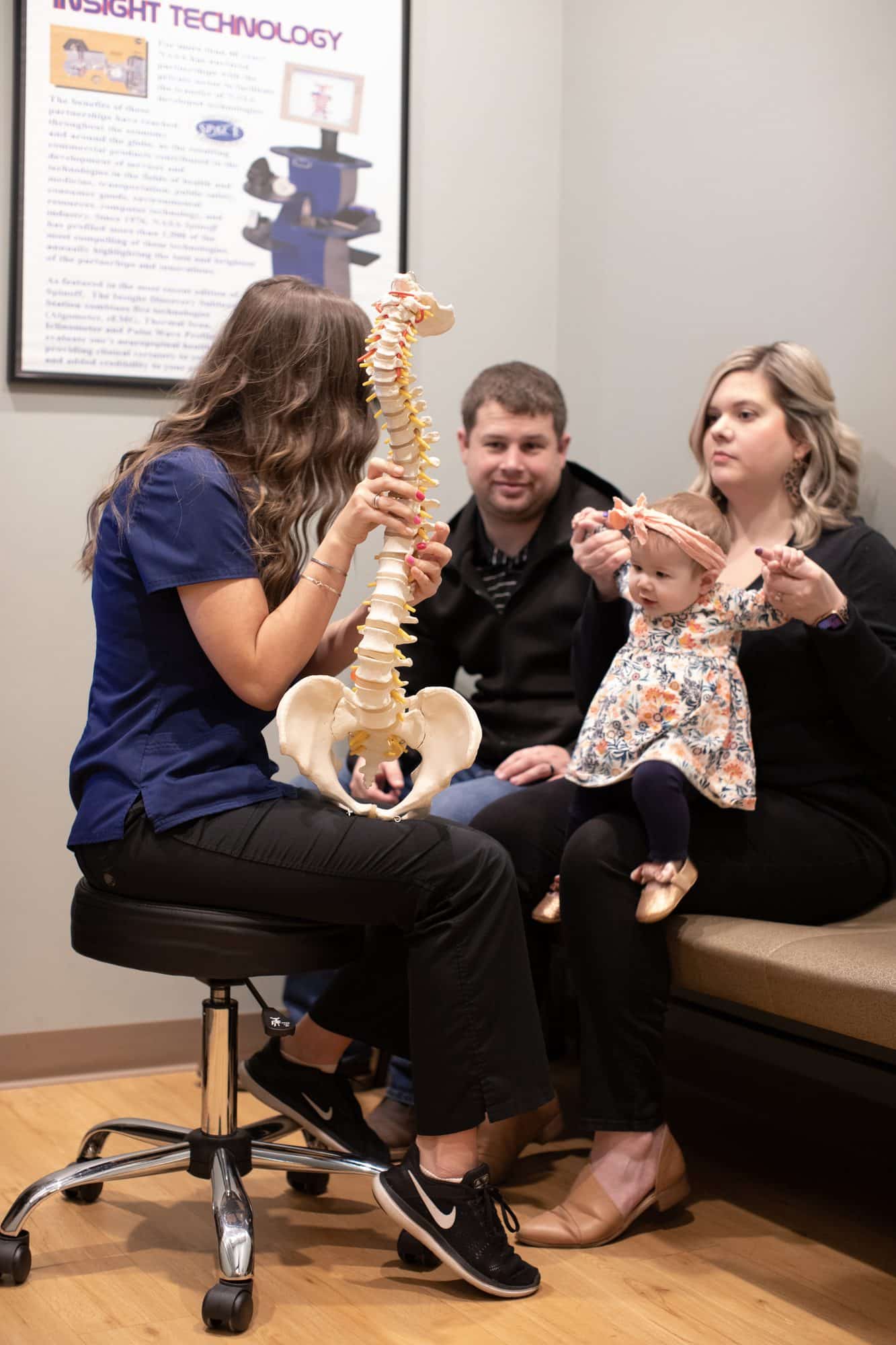 Spine model chiropractic consultation Stewart Hendersonville TN